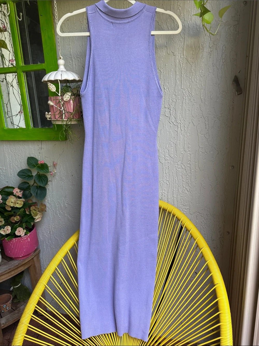 House of Harlow 1960 Lavender Ribbed Sleeveless Polo Dress - Picture 4 of 4